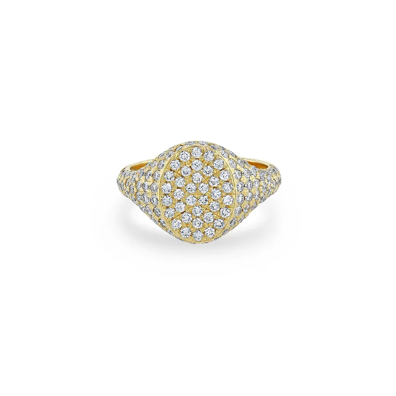 Premium Diamond Jewelry For Unforgettable Moments 14k Full Pavé Diamond Oval Signet Ring Premium Diamond Jewelry For Unforgettable Moments 14k Full Pavé Diamond Oval Signet Ring