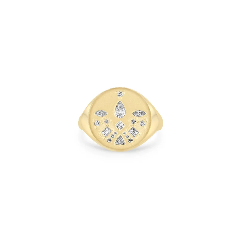 Grab Your Favorite Jewelry At The Lowest Prices 14k Diamond Mosaic Brushed Gold Round Signet Ring Grab Your Favorite Jewelry At The Lowest Prices 14k Diamond Mosaic Brushed Gold Round Signet Ring