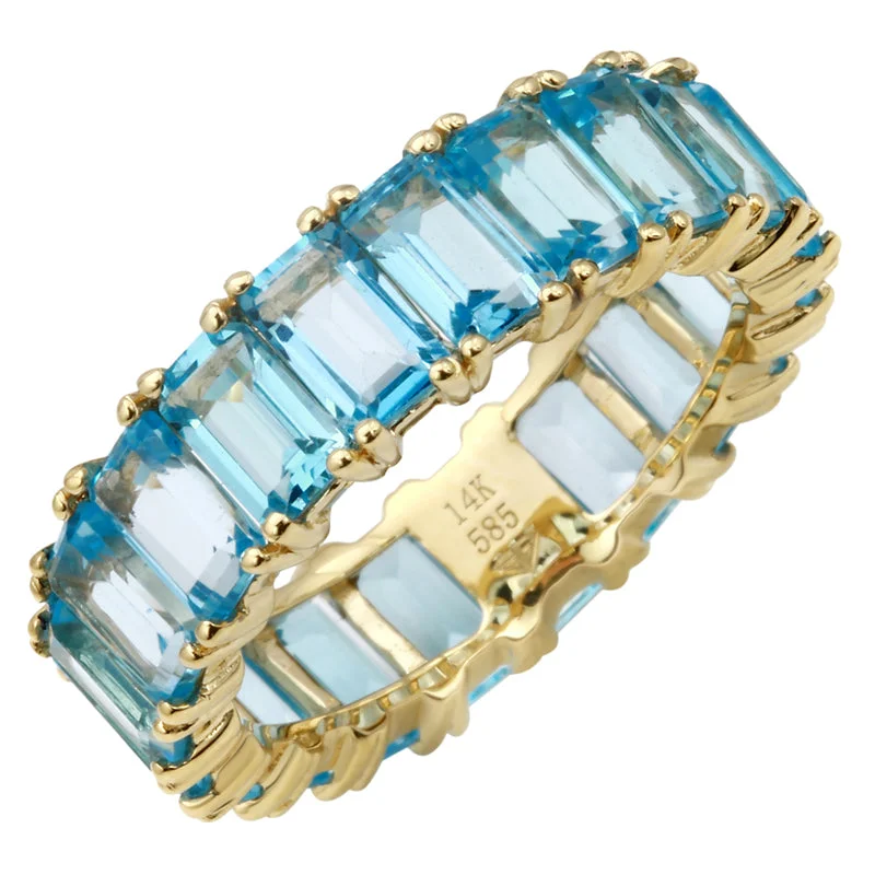 Huge Savings On Timeless Jewelry Collections 14k Gold Emerald Cut Blue Topaz Eternity Band Huge Savings On Timeless Jewelry Collections 14k Gold Emerald Cut Blue Topaz Eternity Band
