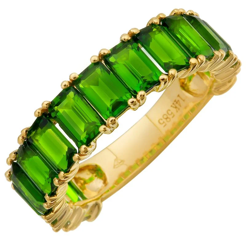 Grab Your Favorite Jewelry At The Lowest Prices 14k Gold Emerald Cut Chrome Diopside 3/4 Band Grab Your Favorite Jewelry At The Lowest Prices 14k Gold Emerald Cut Chrome Diopside 3/4 Band