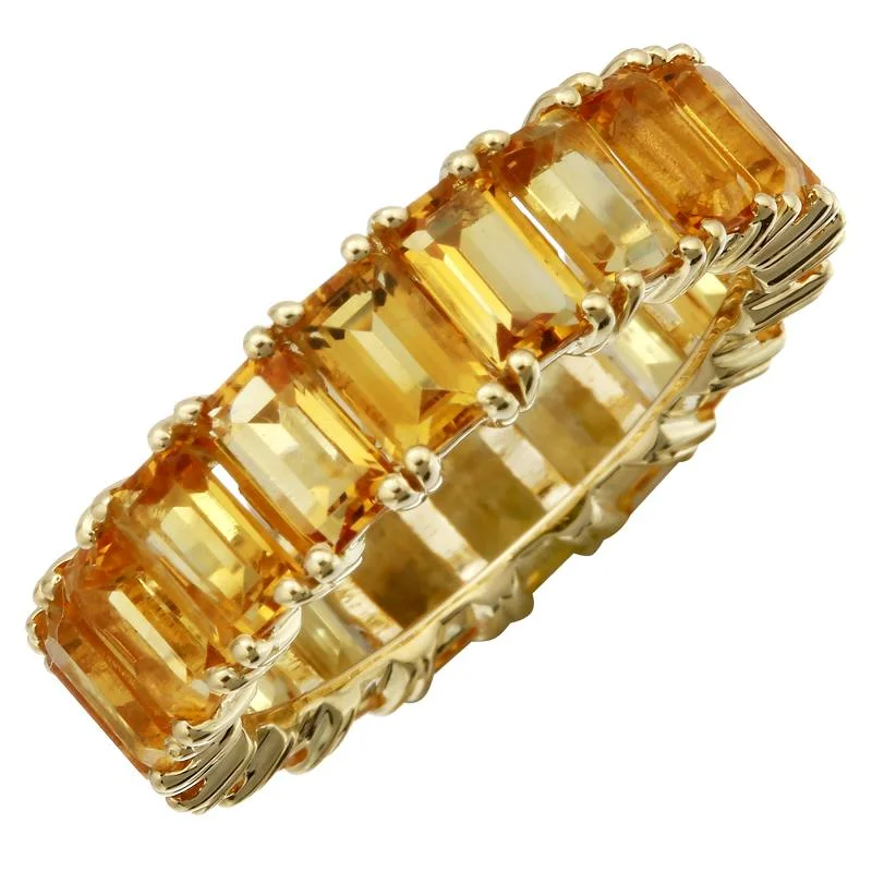 Exclusive Jewelry Sale – Shine For Less 14k Gold Emerald Cut Citrine Eternity Band