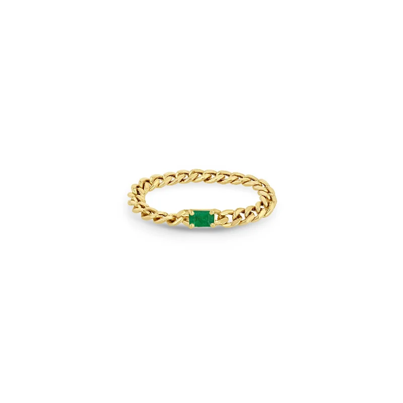 Chic And Stylish Jewelry At Exclusive Prices 14k Emerald Cut Emerald Small Curb Chain Ring Chic And Stylish Jewelry At Exclusive Prices 14k Emerald Cut Emerald Small Curb Chain Ring