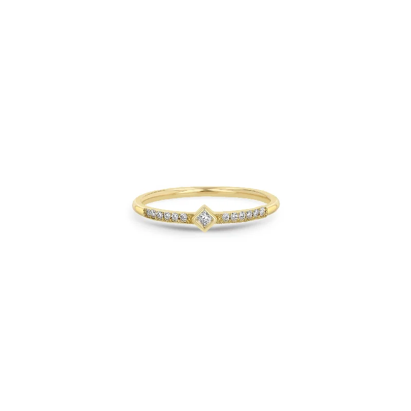 Discounted Jewelry For A Glamorous Look 14k Princess Diamond with Demi Pavé Band Ring Discounted Jewelry For A Glamorous Look 14k Princess Diamond with Demi Pavé Band Ring