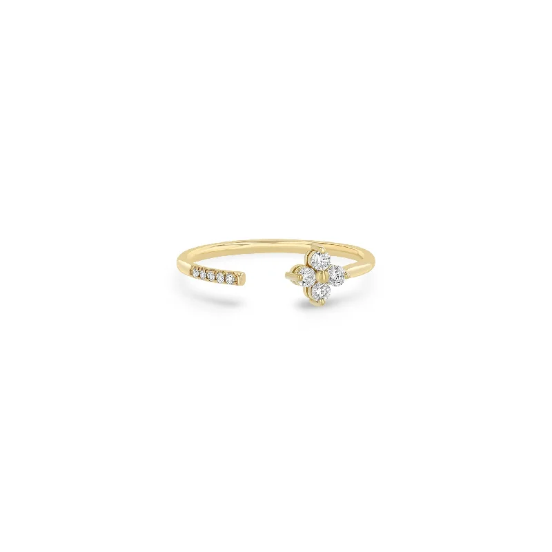 Premium Jewelry Now Available At Special Discounts 14k Prong Diamond Quad & Pavé Diamond Open Ring Premium Jewelry Now Available At Special Discounts 14k Prong Diamond Quad & Pavé Diamond Open Ring