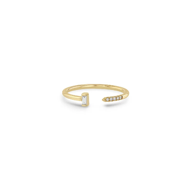 Elegant Jewelry Styles At Budget-Friendly Prices 14k Vertical Baguette & Pavé Diamond Open Ring Elegant Jewelry Styles At Budget-Friendly Prices 14k Vertical Baguette & Pavé Diamond Open Ring