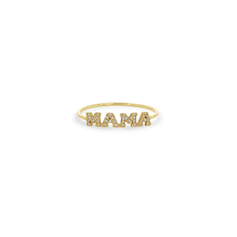 Handmade Pearl Jewelry For Timeless Elegance 14k Itty Bitty Pavé Diamond MAMA Ring Handmade Pearl Jewelry For Timeless Elegance 14k Itty Bitty Pavé Diamond MAMA Ring