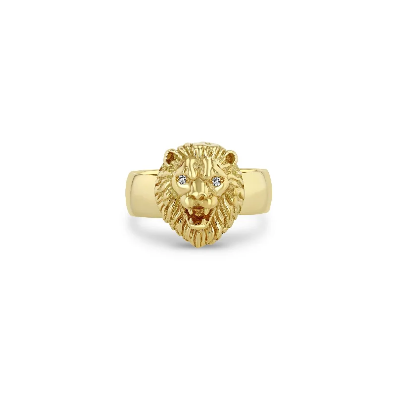 Celebrate Every Occasion With Sparkling Savings 14k Lion Head with Diamond Eyes Wide Band Ring Celebrate Every Occasion With Sparkling Savings 14k Lion Head with Diamond Eyes Wide Band Ring