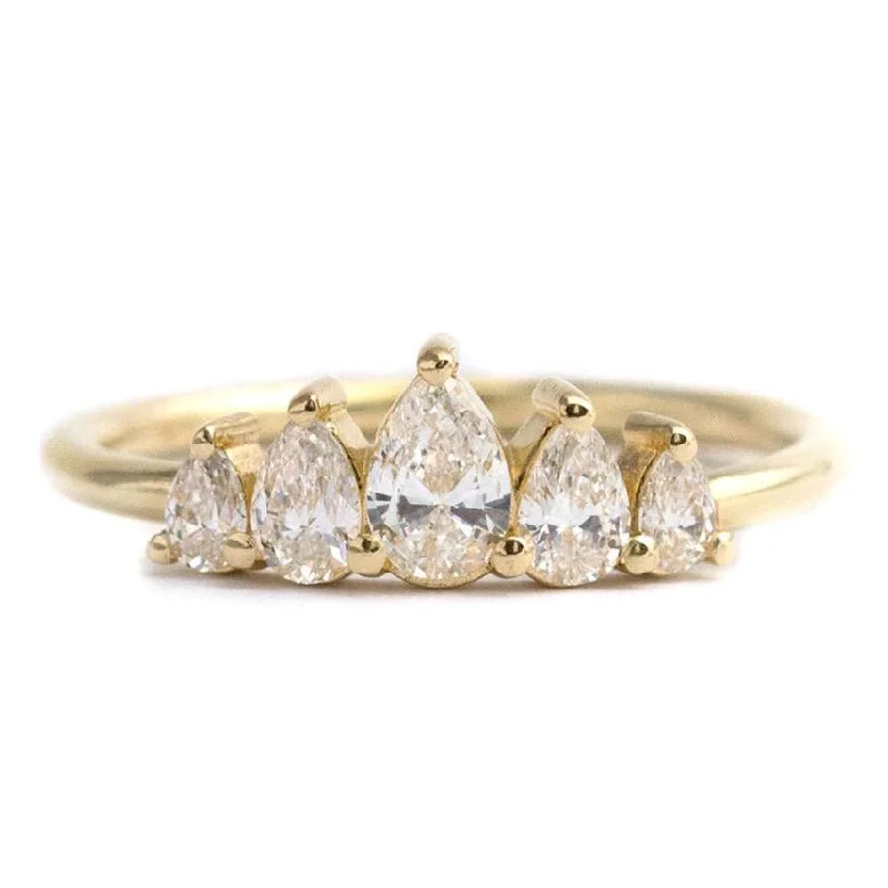 Final Call For Exquisite Jewelry At Reduced Rates 18K Gold and Five Graduated Pear Diamond "Unique" Ring Final Call For Exquisite Jewelry At Reduced Rates 18K Gold and Five Graduated Pear Diamond "Unique" Ring