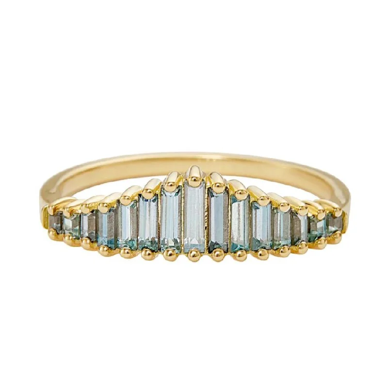 Stunning Jewelry Pieces At The Lowest Prices Ever 18K Gold & Graduated Teal Sapphire "Tiara" Ring Stunning Jewelry Pieces At The Lowest Prices Ever 18K Gold & Graduated Teal Sapphire "Tiara" Ring