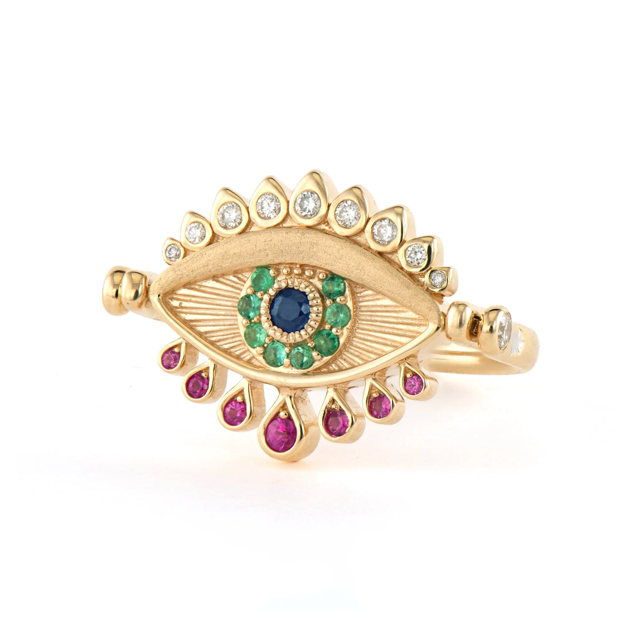 Premium Jewelry, Premium Discounts – Act Fast Bejeweled Evil Eye Turquoise & Emerald Flip Ring Premium Jewelry, Premium Discounts – Act Fast Bejeweled Evil Eye Turquoise & Emerald Flip Ring