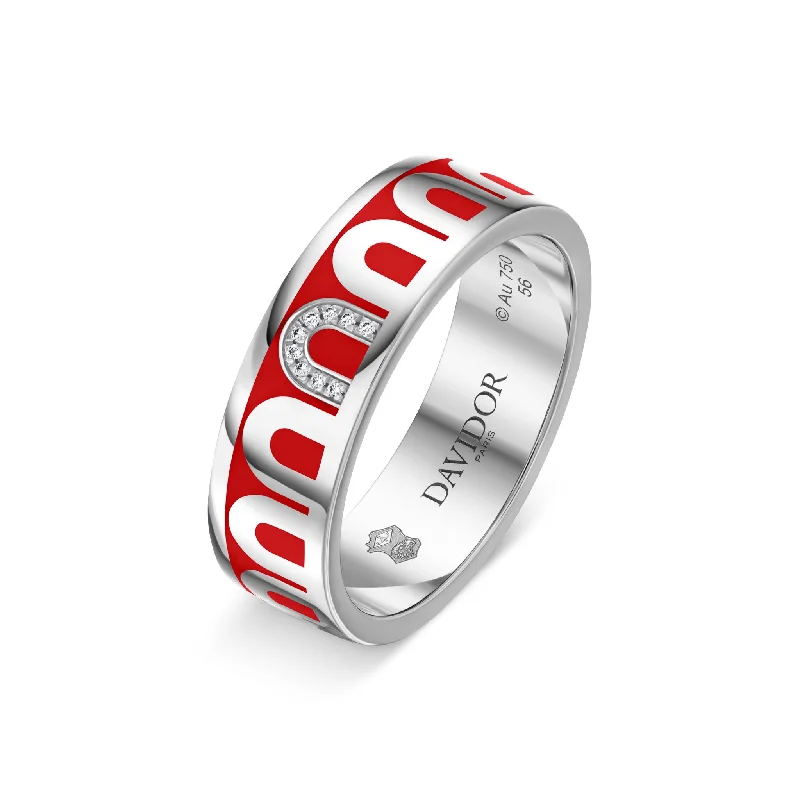 Must-Have Jewelry At Unbelievable Discounts L’Arc de DAVIDOR Ring MM, 18k White Gold with Fraise Lacquered Ceramic and Porta Simple Diamonds Must-Have Jewelry At Unbelievable Discounts L’Arc de DAVIDOR Ring MM, 18k White Gold with Fraise Lacquered Ceramic and Porta Simple Diamonds