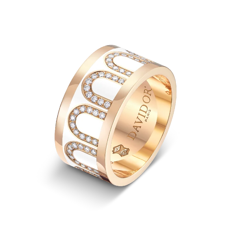 Shop Signature Jewelry Styles At Exclusive Prices L'Arc de DAVIDOR Ring GM, 18k Rose Gold with Neige Lacquered Ceramic and Arcade Diamonds Shop Signature Jewelry Styles At Exclusive Prices L'Arc de DAVIDOR Ring GM, 18k Rose Gold with Neige Lacquered Ceramic and Arcade Diamonds