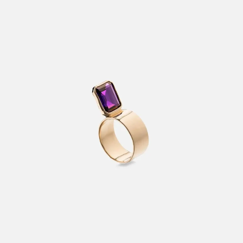 Flash Sale On Stunning Jewelry – Don't Miss Out Perched Setting Ring with Octagon African Amethyst