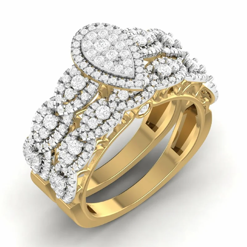 Limited-Stock Jewelry Clearance – Grab Your Favorites Now Ruby Pear Cluster Natural Diamond Bride Set