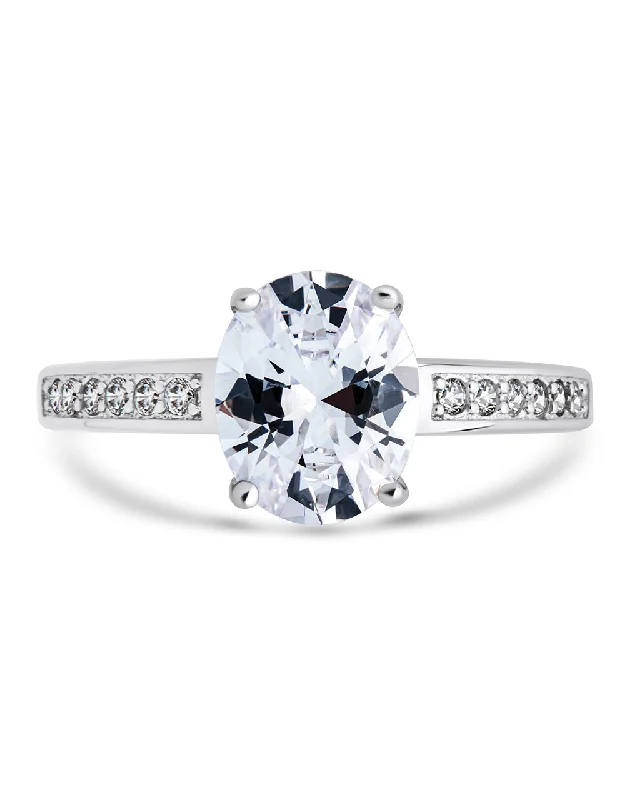 Premium Jewelry At Special Low Prices For A Limited Time Sterling Silver Oval Engagement Ring