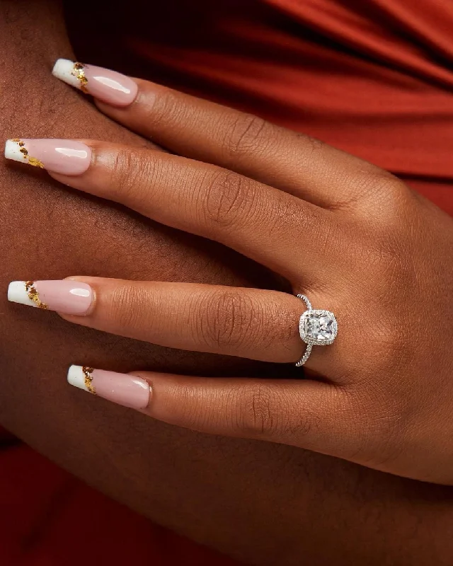 Grab Your Dream Jewelry At The Lowest Prices Tia Natural Diamond & Moissanite Cushion Engagement Ring Grab Your Dream Jewelry At The Lowest Prices Tia Natural Diamond & Moissanite Cushion Engagement Ring