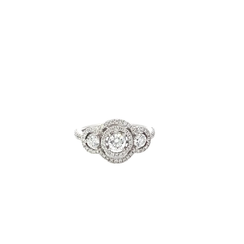 Affordable Glamour – Premium Jewelry For Less White Gold Diamond Ornate Halo Ring