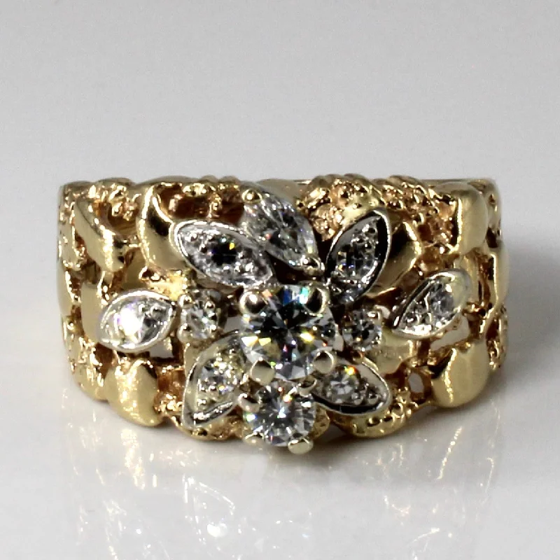 Bold And Beautiful Jewelry Now At Irresistible Prices Cluster Set Diamond Textured Gold Ring | 0.46ctw | SZ 8 |