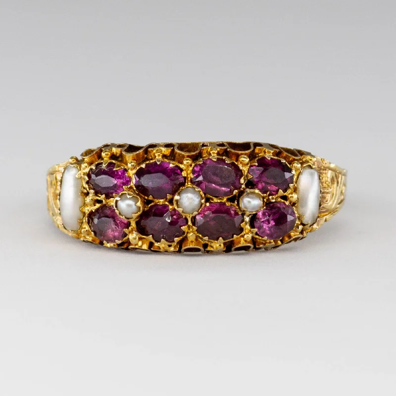 Shop Fine Jewelry With Exclusive Savings Victorian 1891 15k Gold Garnet and Pearl Ring Shop Fine Jewelry With Exclusive Savings Victorian 1891 15k Gold Garnet and Pearl Ring