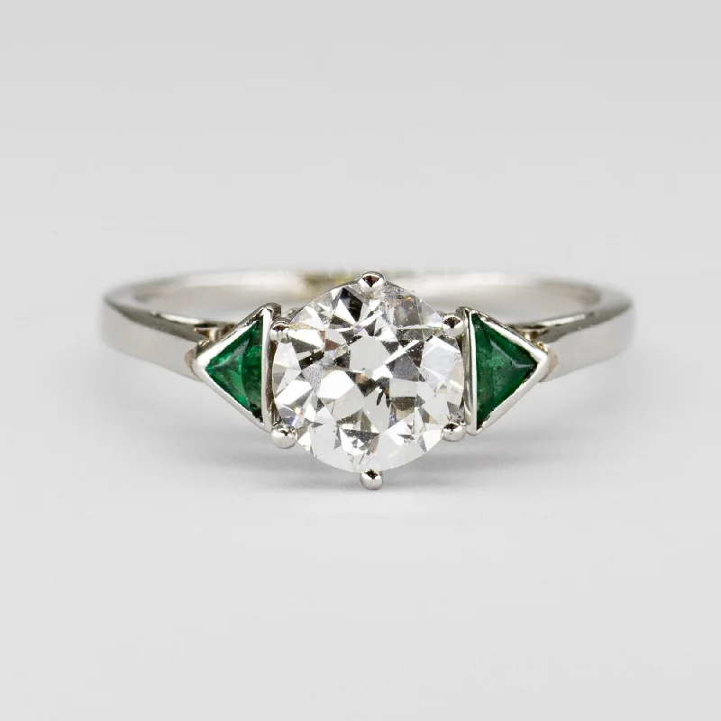 Timeless Jewelry At Special Discount Rates Art Deco Old European and Emerald Platinum Ring | SZ 6.5 | 1.12 ct SI1 F Timeless Jewelry At Special Discount Rates Art Deco Old European and Emerald Platinum Ring | SZ 6.5 | 1.12 ct SI1 F