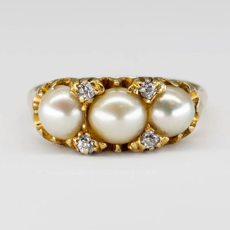 Timeless Elegance, Temporary Discounts – Act Fast Antique Victorian Half Akoya Pearl and Old Mind Cut Diamond Ring | SZ 8 Timeless Elegance, Temporary Discounts – Act Fast Antique Victorian Half Akoya Pearl and Old Mind Cut Diamond Ring | SZ 8