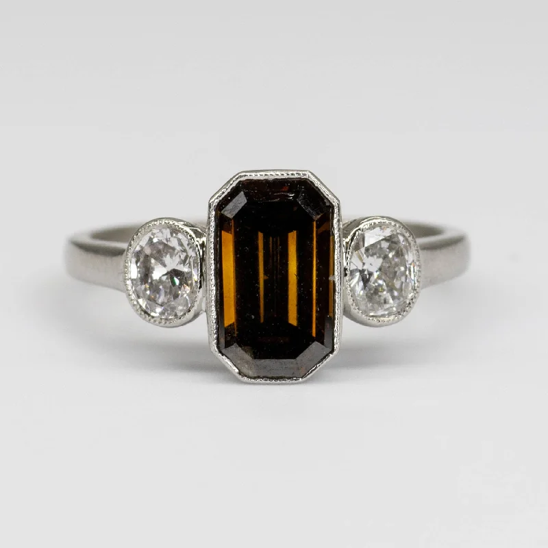 The Perfect Jewelry Piece At The Perfect Price Art Deco Emerald Cut Chocolate Diamond Ring with Oval Side Diamonds | SZ 6.25 | The Perfect Jewelry Piece At The Perfect Price Art Deco Emerald Cut Chocolate Diamond Ring with Oval Side Diamonds | SZ 6.25 |