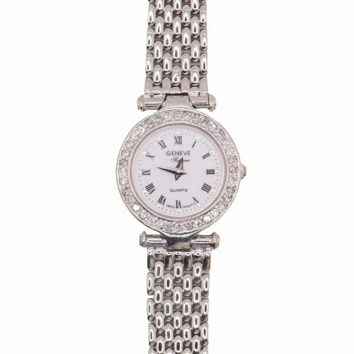 Buy More, Save More On Stunning Jewelry Pieces Geneve Ladies Supreme White Gold 24mml White Roman Dial Watch Buy More, Save More On Stunning Jewelry Pieces Geneve Ladies Supreme White Gold 24mml White Roman Dial Watch