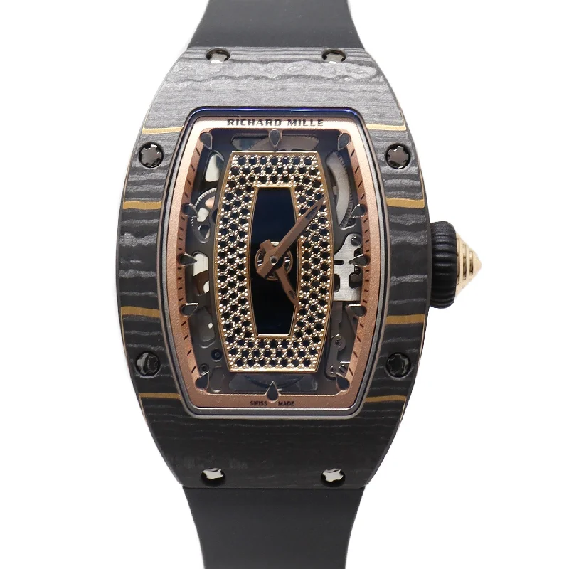 Get Your Favorite Jewelry At The Best Price Ladies Richard Mille RM 07-01 Carbon TPT 45.66 x 31.40mm Skeleton Dial with Black Sapphires Reference# RM 07-01 Get Your Favorite Jewelry At The Best Price Ladies Richard Mille RM 07-01 Carbon TPT 45.66 x 31.40mm Skeleton Dial with Black Sapphires Reference# RM 07-01