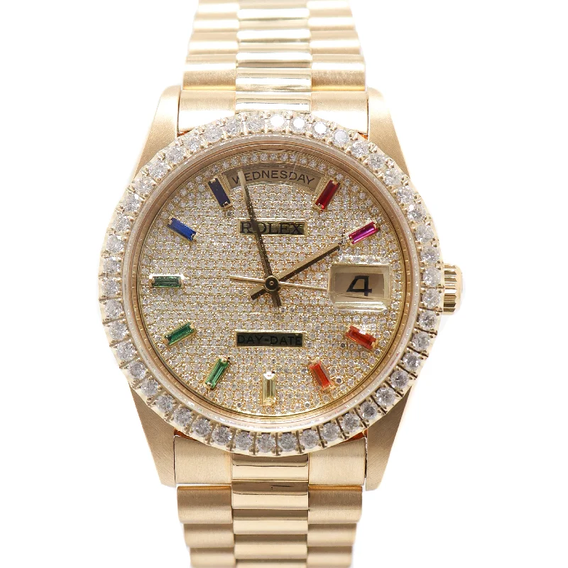 Unmissable Jewelry Sale – Shop Before It's Too Late Rolex Day Date Yellow Gold 36mm Custom Diamond Dial with Sapphire Hour Markers Reference# 18238 Unmissable Jewelry Sale – Shop Before It's Too Late Rolex Day Date Yellow Gold 36mm Custom Diamond Dial with Sapphire Hour Markers Reference# 18238