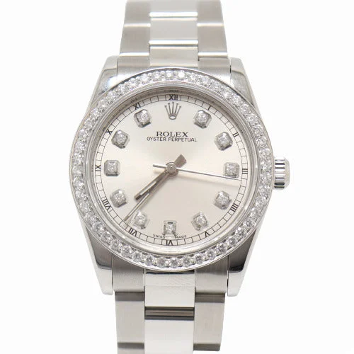 Luxury Jewelry Now At Special Promotional Rates Rolex Ladies Oyster Perpetual Stainless Steel 31mm Custom Silver Diamond Dial Reference# 77014 Luxury Jewelry Now At Special Promotional Rates Rolex Ladies Oyster Perpetual Stainless Steel 31mm Custom Silver Diamond Dial Reference# 77014
