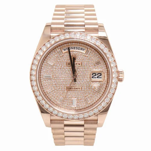 Limited-Time Jewelry Sale – Elegant Styles At Less Rolex Men's Day-Date 18k Rose Gold 40mm Pave Diamond Dial w/ Diamond Baguette Hour Markers Reference #228345RBR Limited-Time Jewelry Sale – Elegant Styles At Less Rolex Men's Day-Date 18k Rose Gold 40mm Pave Diamond Dial w/ Diamond Baguette Hour Markers Reference #228345RBR