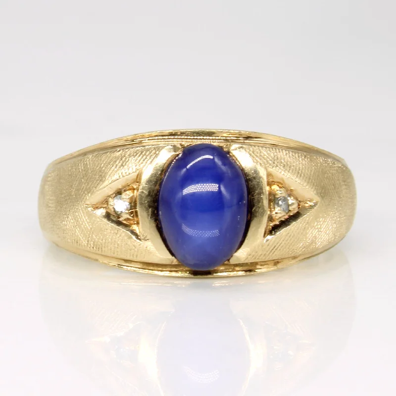 Luxury Jewelry At Unbeatable Discounts Synthetic Star Sapphire & Diamond Cocktail Ring | 1.50ct, 0.02ctw | SZ 8.25 | Luxury Jewelry At Unbeatable Discounts Synthetic Star Sapphire & Diamond Cocktail Ring | 1.50ct, 0.02ctw | SZ 8.25 |