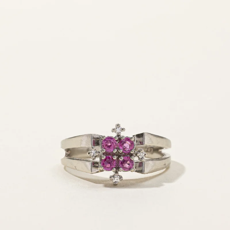 Last Chance To Shop High-End Jewelry At Markdown Prices Cluster Set Pink Sapphire & Diamond Ring | 0.40ctw | 0.06ctw | SZ 9 |