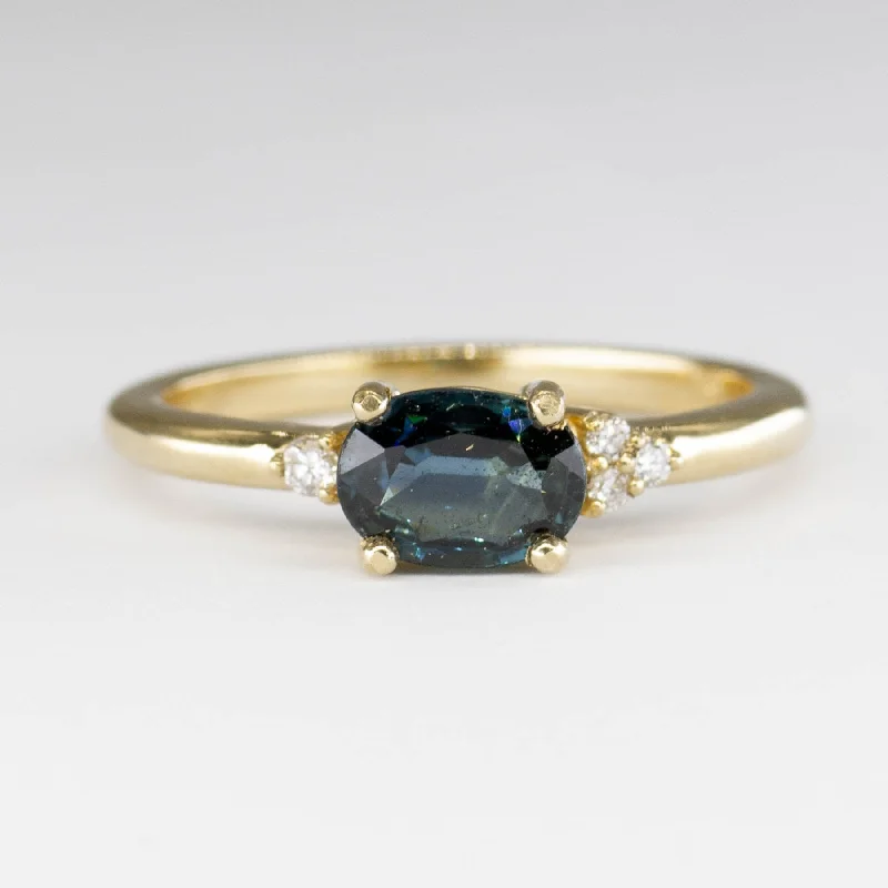Dazzle In Elegance With Our Biggest Jewelry Sale '100 Ways' East West Teal Sapphire and Diamond Ring | 1.01ct | SZ 7 | Dazzle In Elegance With Our Biggest Jewelry Sale '100 Ways' East West Teal Sapphire and Diamond Ring | 1.01ct | SZ 7 |