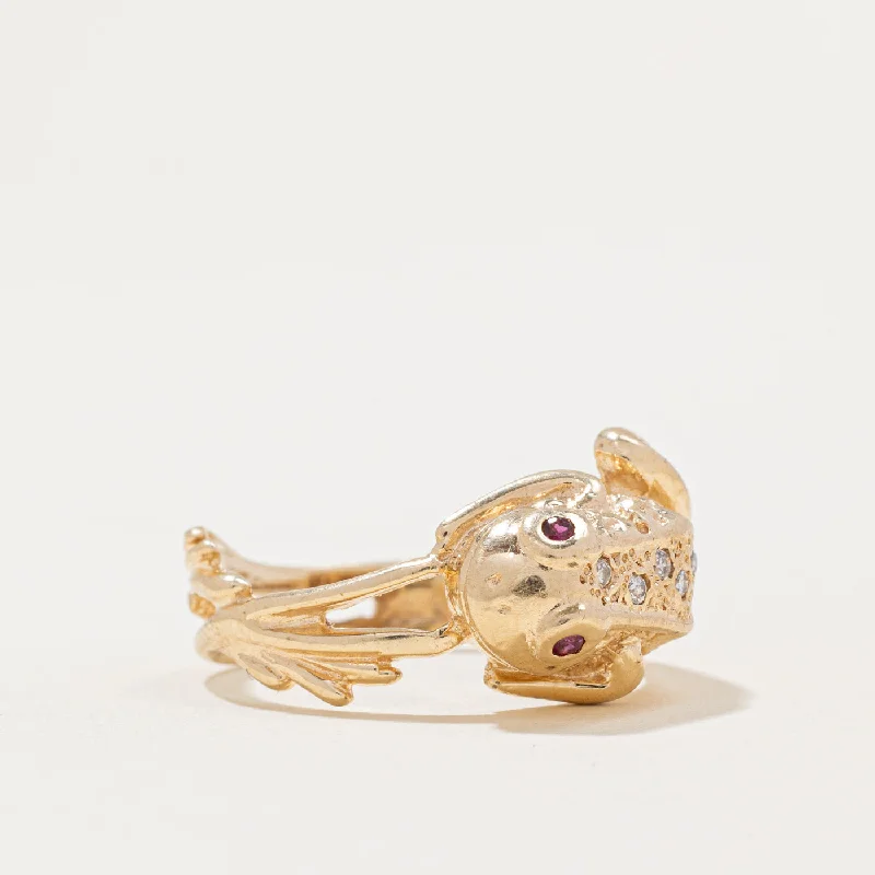 Dazzle With Discounts – Shop Jewelry On Sale Diamond & Ruby Frog Ring | 0.04ctw, 0.02ctw | SZ 6.75 | Dazzle With Discounts – Shop Jewelry On Sale Diamond & Ruby Frog Ring | 0.04ctw, 0.02ctw | SZ 6.75 |