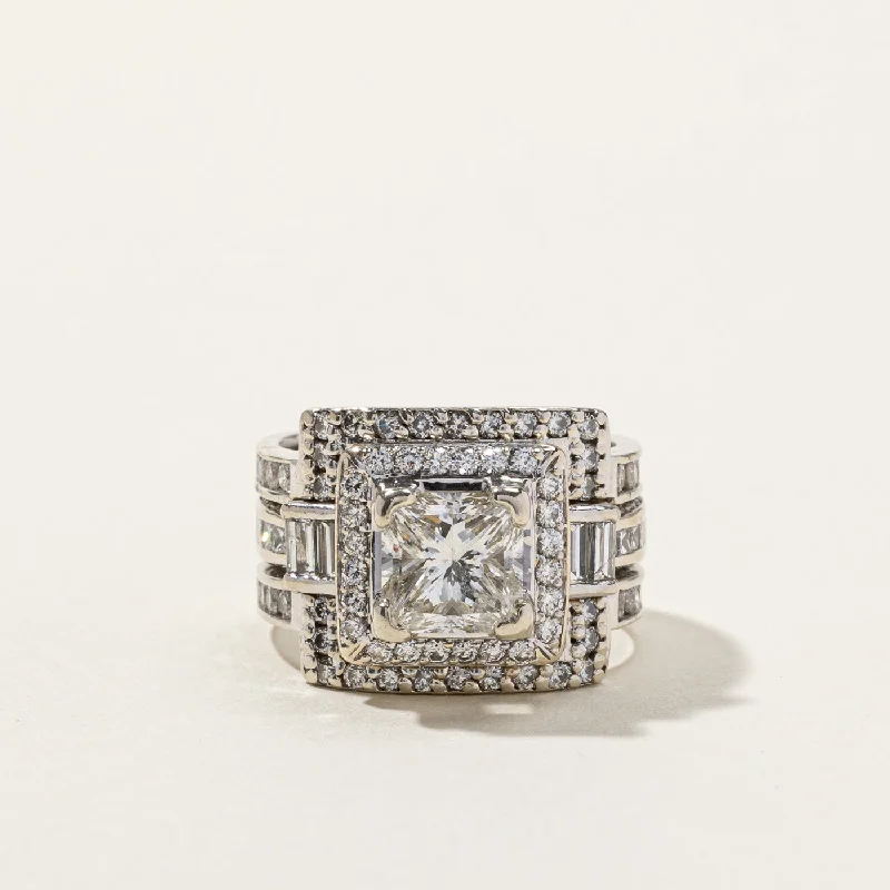 Luxury Jewelry Without The Luxury Price Tag Halo Princess Cut Diamond Wedding Ring Set | 4.41ctw | SZ 8.5 | Luxury Jewelry Without The Luxury Price Tag Halo Princess Cut Diamond Wedding Ring Set | 4.41ctw | SZ 8.5 |