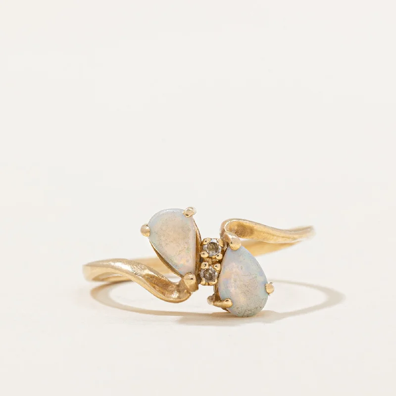 Sparkle On A Budget – Fine Jewelry For Less Opal & Diamond Bypass Ring | 0.24ctw, 0.01ctw | SZ 7 | Sparkle On A Budget – Fine Jewelry For Less Opal & Diamond Bypass Ring | 0.24ctw, 0.01ctw | SZ 7 |
