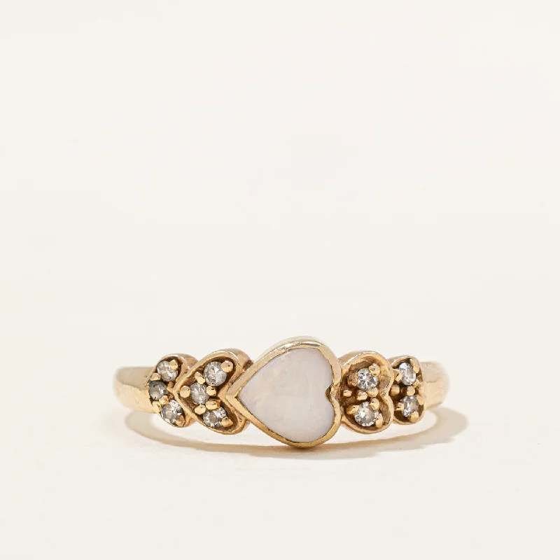 The Perfect Accessory For Less – Jewelry Sale Live Opal & Diamond Heart Ring | 0.20ct, 0.05ctw | SZ 6 |