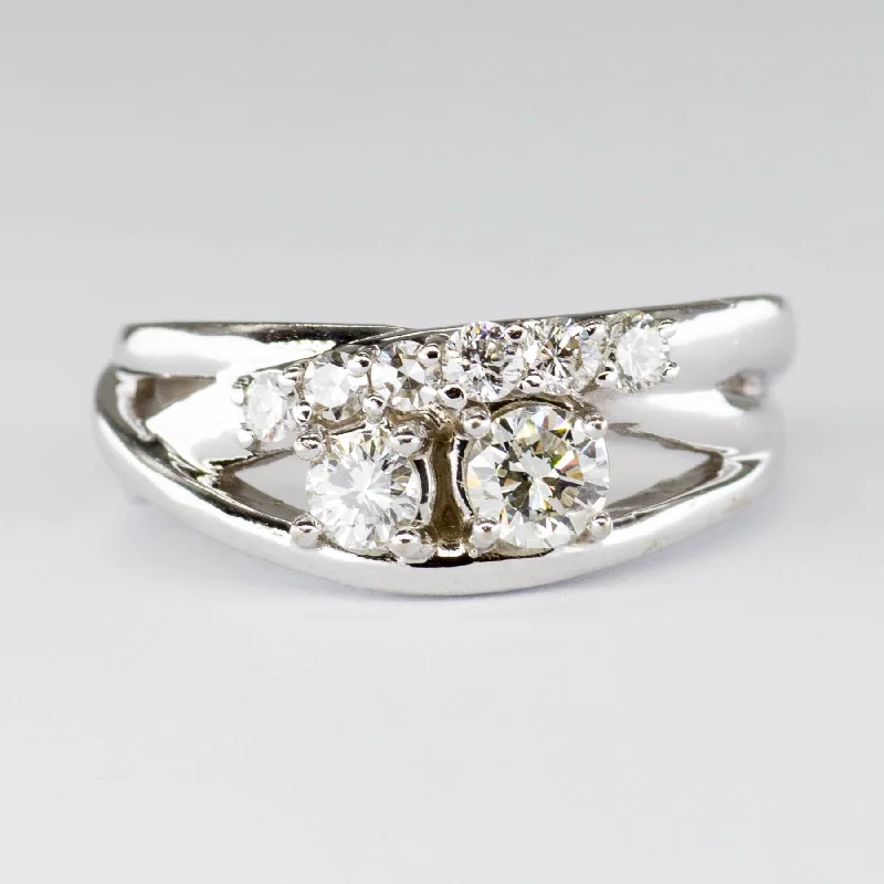 Fashion-Forward Geometric Jewelry For Contemporary Style Prong Set Diamond Crossover Ring | 0.59ctw | SZ 6 | Fashion-Forward Geometric Jewelry For Contemporary Style Prong Set Diamond Crossover Ring | 0.59ctw | SZ 6 |