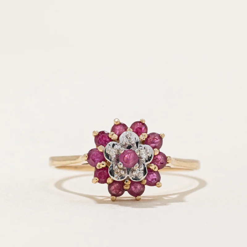 Exclusive Gemstone Jewelry At Special Prices Ruby & Clear Sapphire Cocktail Ring | 0.60ctw, 0.025ctw | SZ 12 |