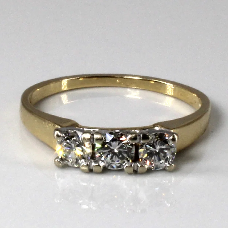 Delicate Crystal Jewelry For Sophisticated Charm Three Stone Diamond Ring | 0.60ctw | SZ 7.5 | Delicate Crystal Jewelry For Sophisticated Charm Three Stone Diamond Ring | 0.60ctw | SZ 7.5 |