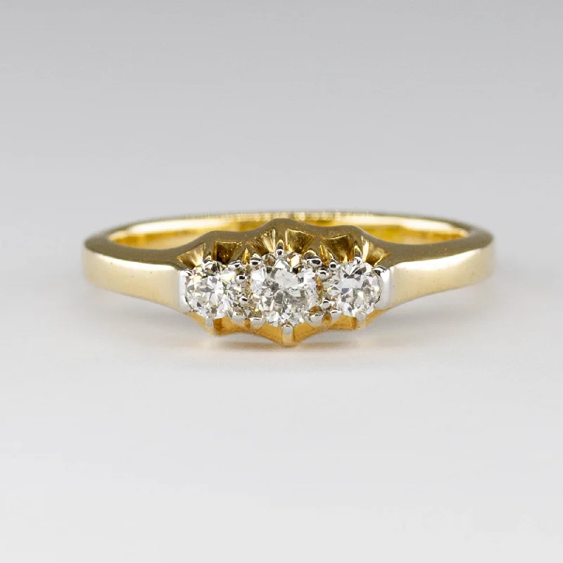 Shop High-Quality Jewelry At Jaw-Dropping Discounts 18K Old European Cut Diamond Three Stone Diamond Ring | SZ 6.25 Shop High-Quality Jewelry At Jaw-Dropping Discounts 18K Old European Cut Diamond Three Stone Diamond Ring | SZ 6.25