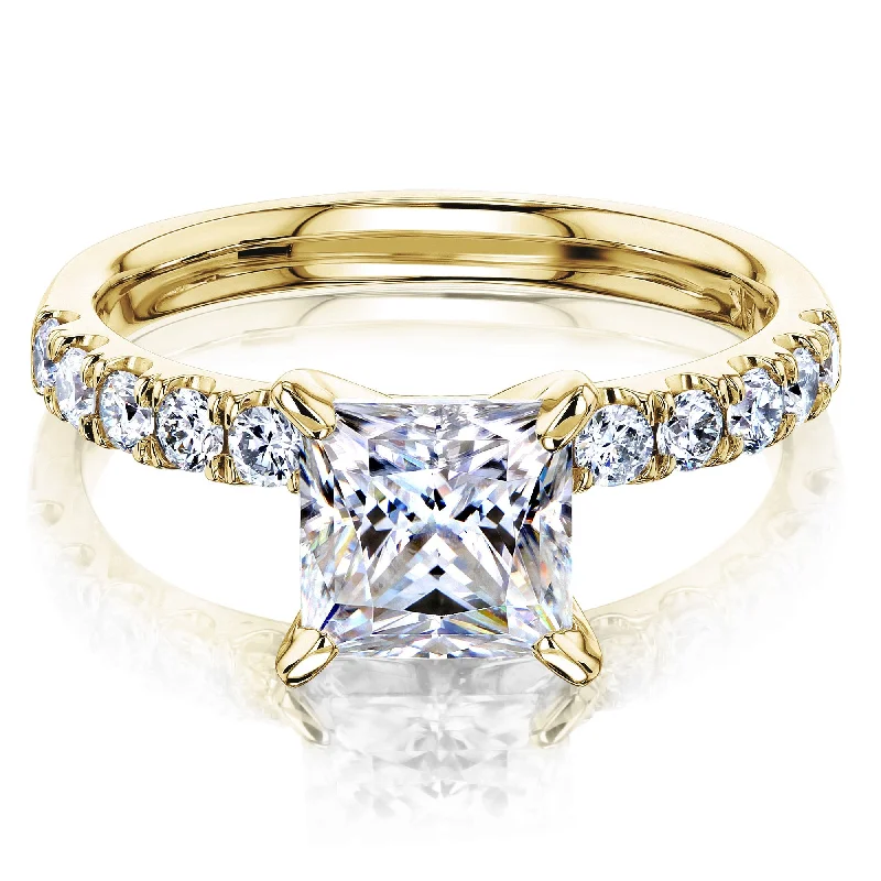 Your Dream Jewelry At Dream Prices 1.5ct Princess Moissanite Comfort Fit French Pave Your Dream Jewelry At Dream Prices 1.5ct Princess Moissanite Comfort Fit French Pave