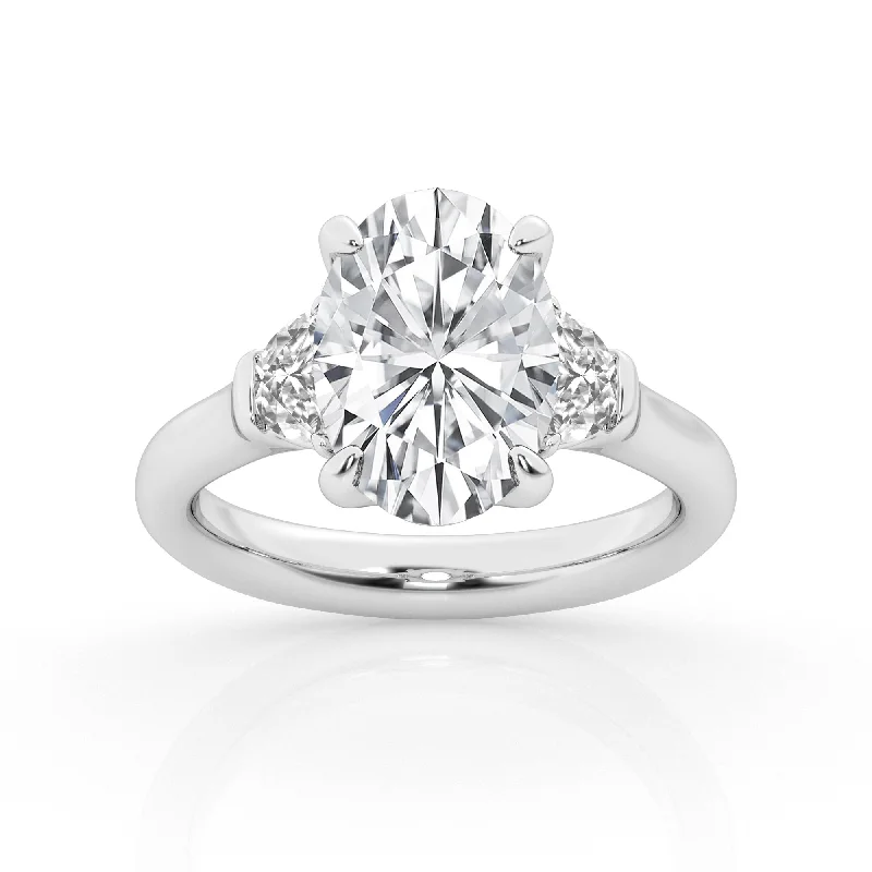 Unmissable Jewelry Sale – Shop Before It's Too Late 3 stone Ring with 3.00 ct Center Oval with Half Moon Lab Diamond by Mercury Rings Unmissable Jewelry Sale – Shop Before It's Too Late 3 stone Ring with 3.00 ct Center Oval with Half Moon Lab Diamond by Mercury Rings