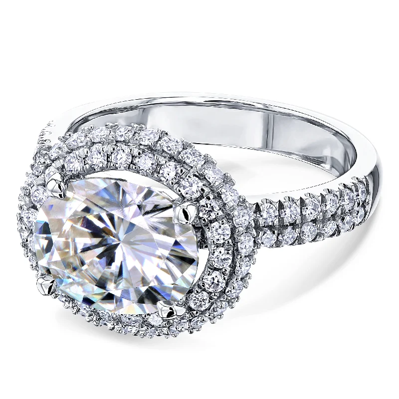 Bestselling Jewelry At Special Promotional Rates 3ct Oval Moissanite Double Halo East-West Ring Bestselling Jewelry At Special Promotional Rates 3ct Oval Moissanite Double Halo East-West Ring