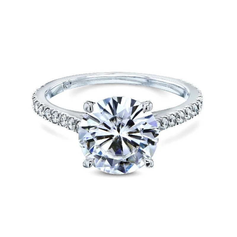 Luxury Jewelry Without The Luxury Price Tag Basket Cathedral 9mm Moissanite and Diamond Ring Luxury Jewelry Without The Luxury Price Tag Basket Cathedral 9mm Moissanite and Diamond Ring