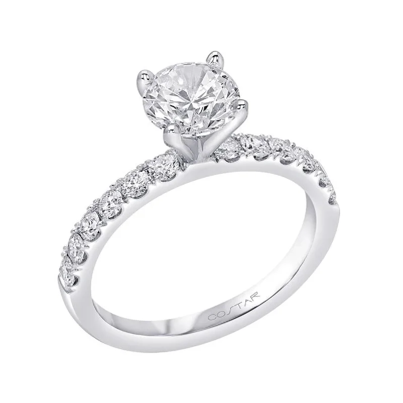 Timeless Jewelry At Special Discount Rates CLASSIC WHITE GOLD ENGAGEMENT RING SETTING WITH ROUND SIDE DIAMONDS, .47 CT TW Timeless Jewelry At Special Discount Rates CLASSIC WHITE GOLD ENGAGEMENT RING SETTING WITH ROUND SIDE DIAMONDS, .47 CT TW