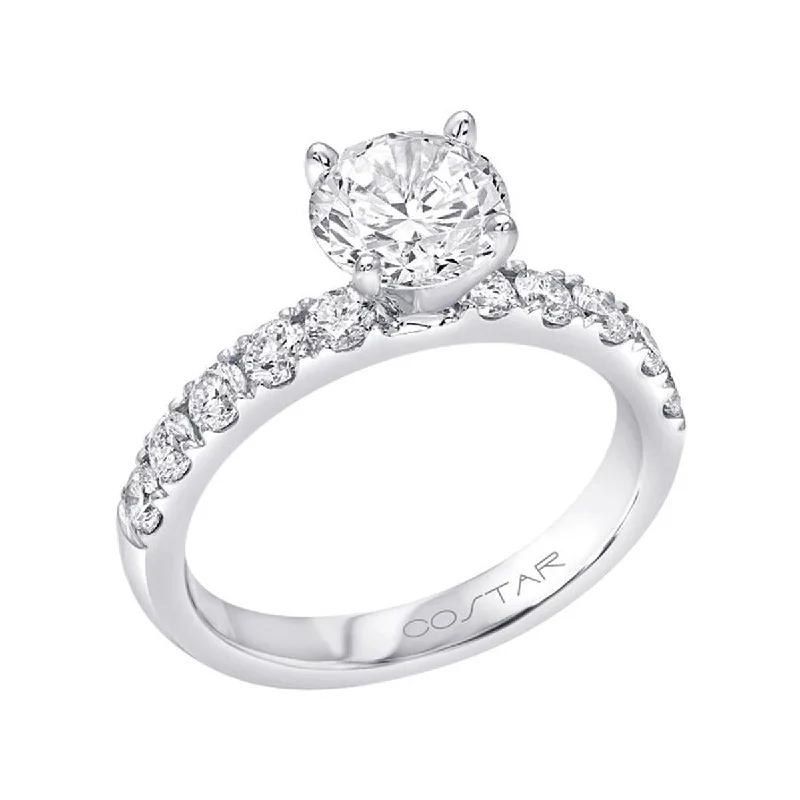 Stunning Jewelry At A Fraction Of The Price CLASSIC WHITE GOLD ENGAGEMENT RING WITH ROUND SIDE DIAMONDS, .68 CT TW Stunning Jewelry At A Fraction Of The Price CLASSIC WHITE GOLD ENGAGEMENT RING WITH ROUND SIDE DIAMONDS, .68 CT TW