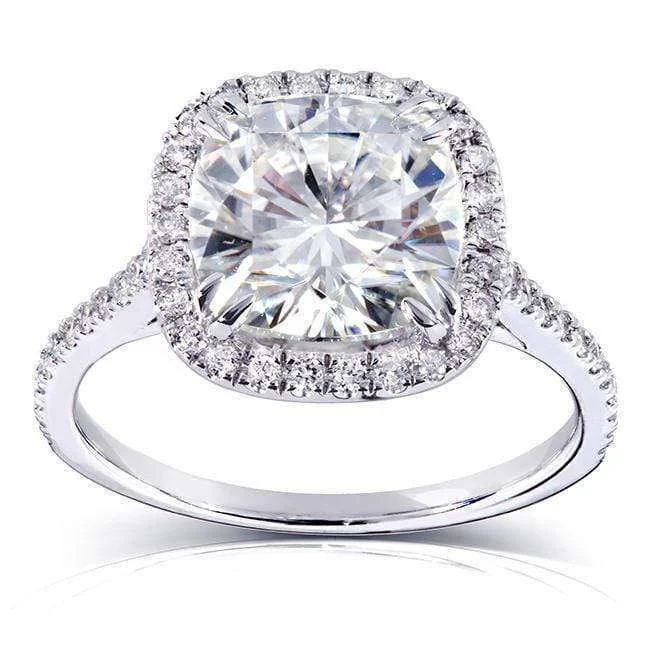 Upgrade Your Jewelry Collection For Less Cushion Forever One 8.5mm Moissanite Halo Ring 14k White Gold (3 CTW) Upgrade Your Jewelry Collection For Less Cushion Forever One 8.5mm Moissanite Halo Ring 14k White Gold (3 CTW)