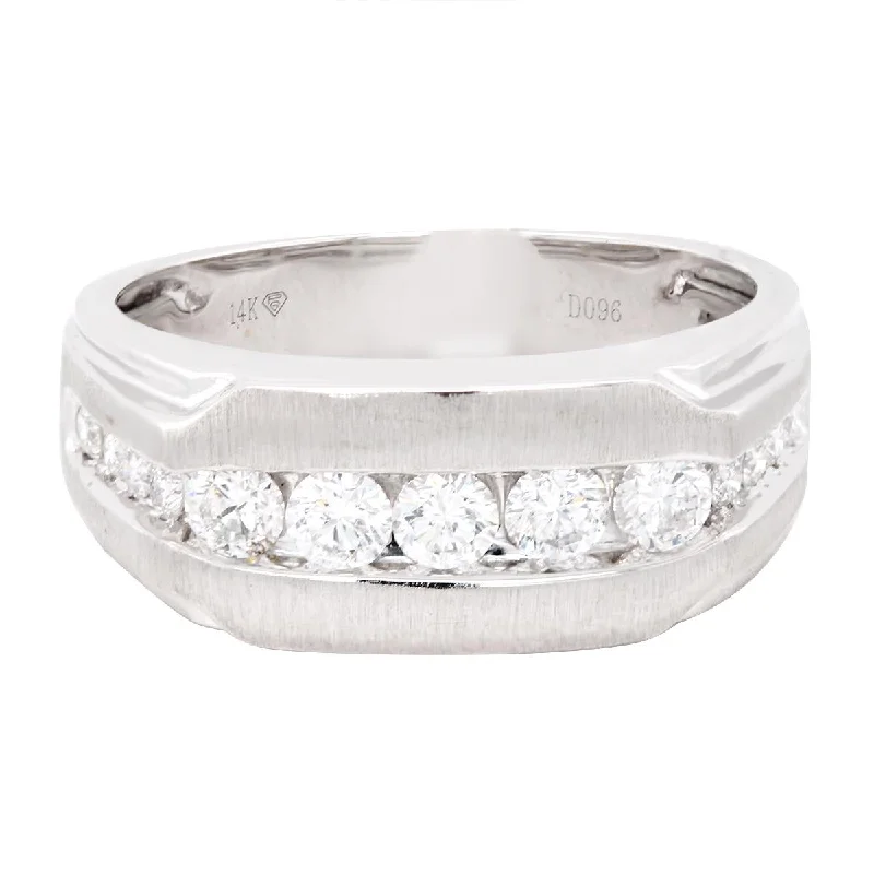 Discounted Jewelry For A Glamorous Look MENS WHITE GOLD WEDDING BAND WITH CHANNEL SETTING, .96 CT TW Discounted Jewelry For A Glamorous Look MENS WHITE GOLD WEDDING BAND WITH CHANNEL SETTING, .96 CT TW